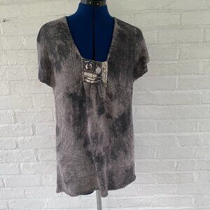 Luisa Cerano Knit Tunic with Beading and Textured Dye Detailing